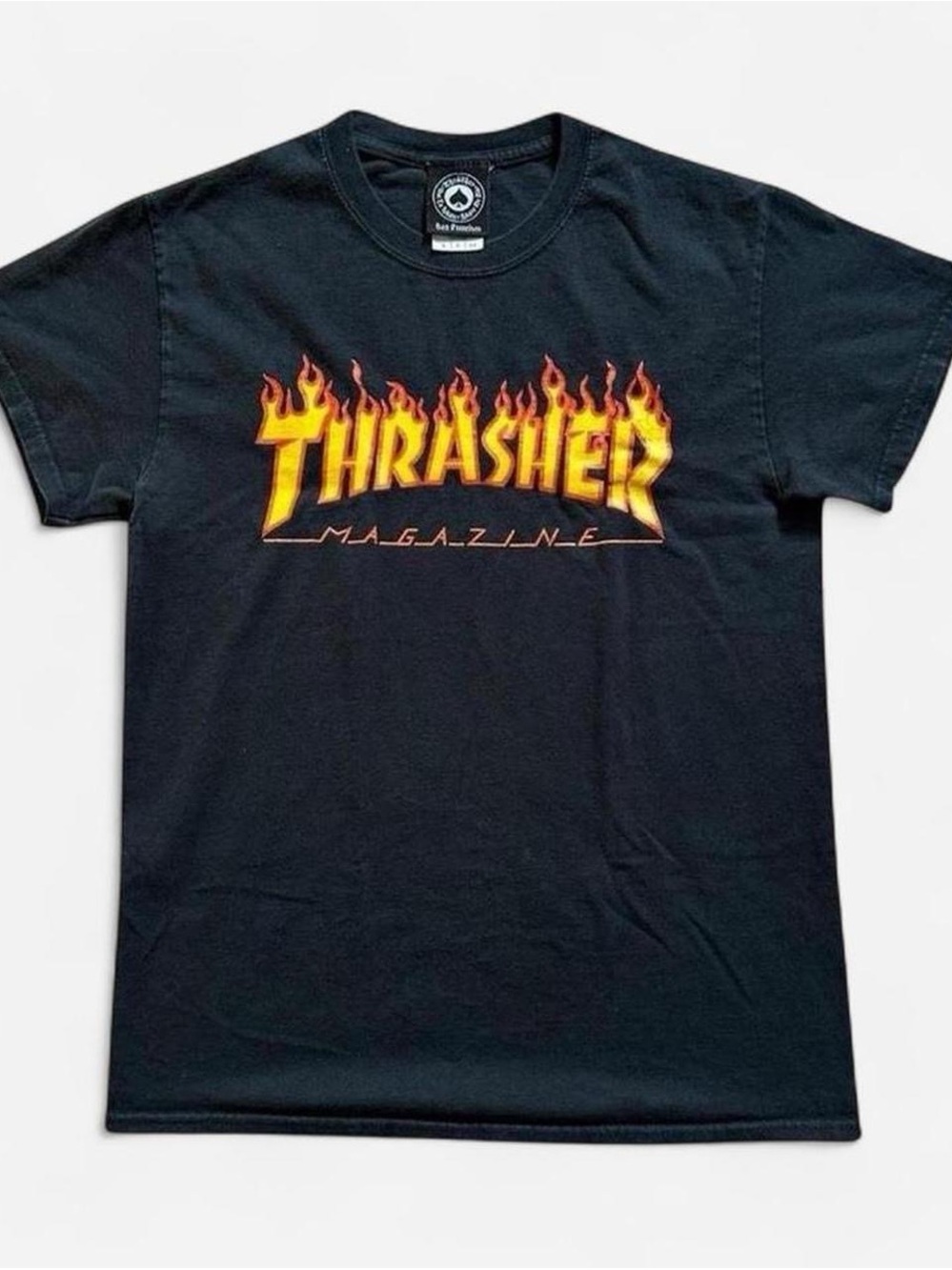 Thrasher Flame Logo Short Sleeve T-Shirt - Black small